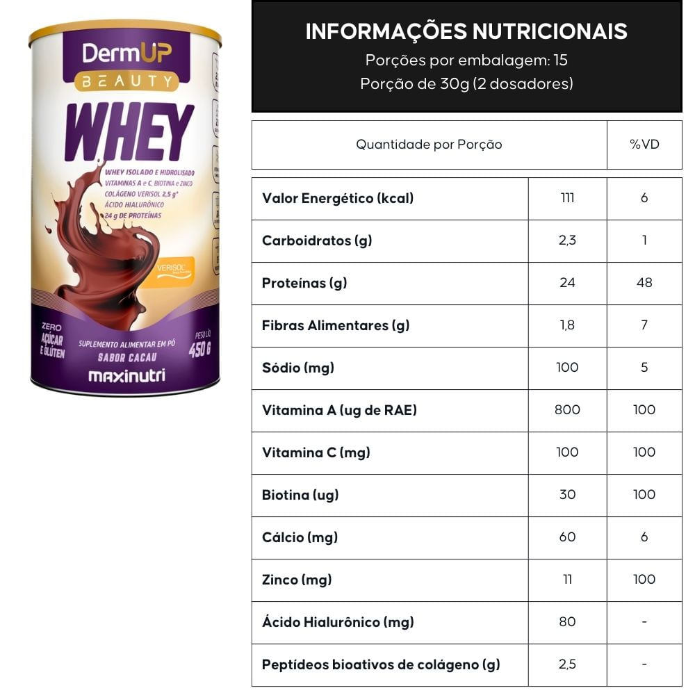 DermUp Beauty Whey Maxinutri Baunilha 450g