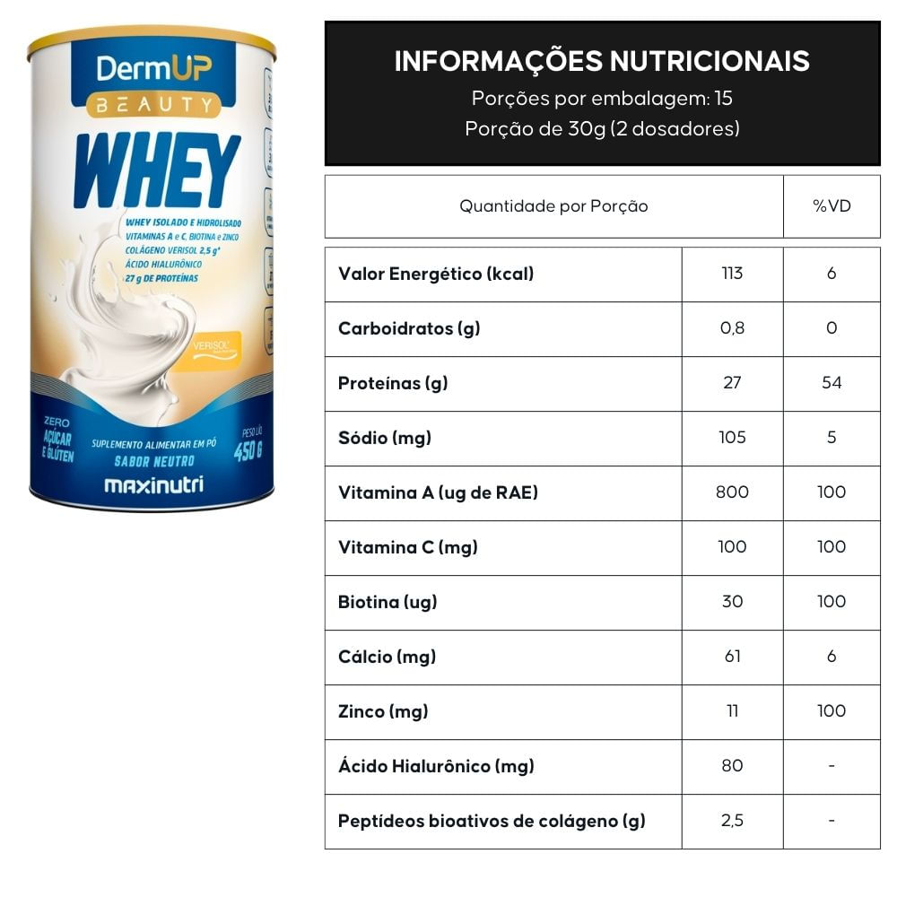 DermUp Beauty Whey Maxinutri Neutro 450g