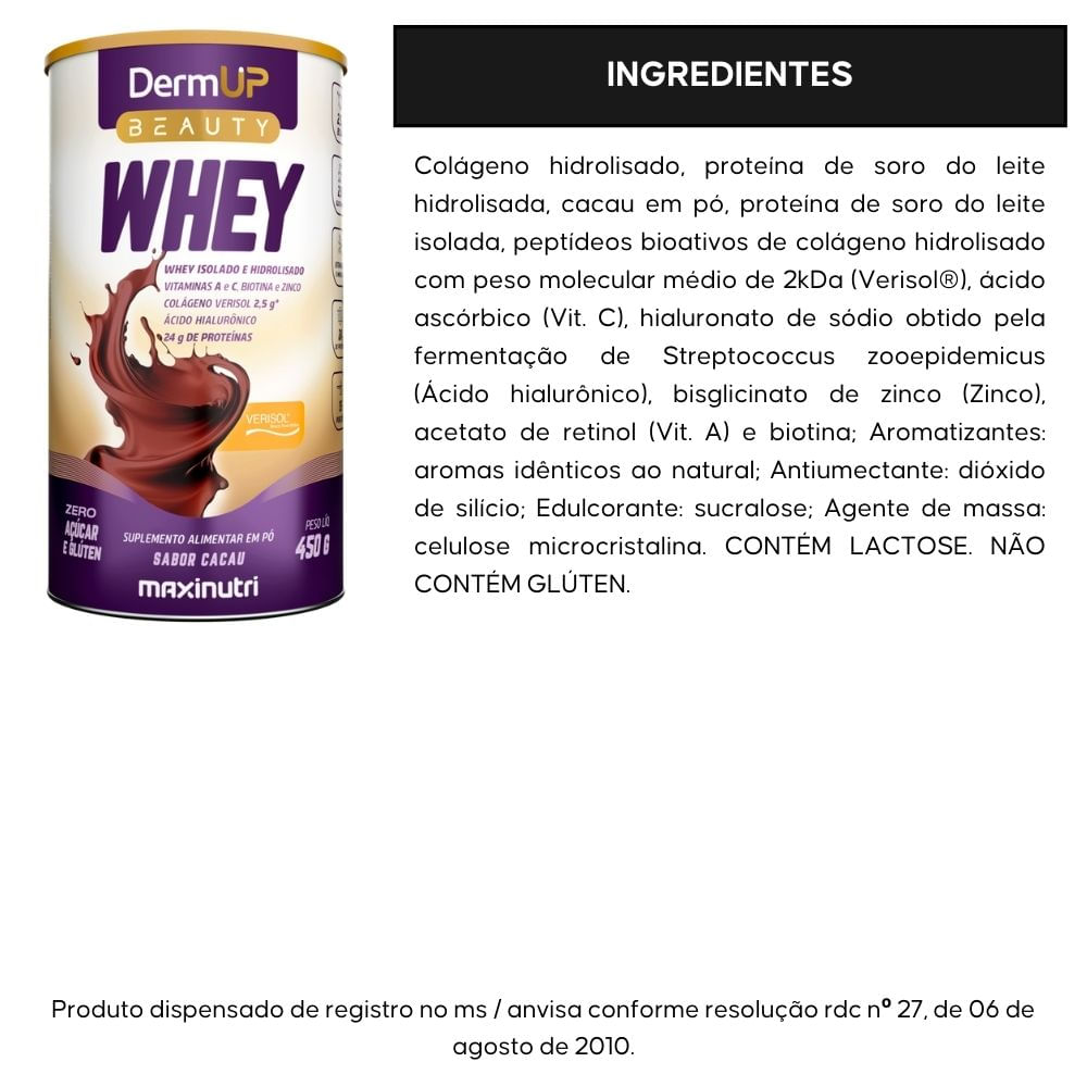 DermUp Beauty Whey Maxinutri Cacau 450g