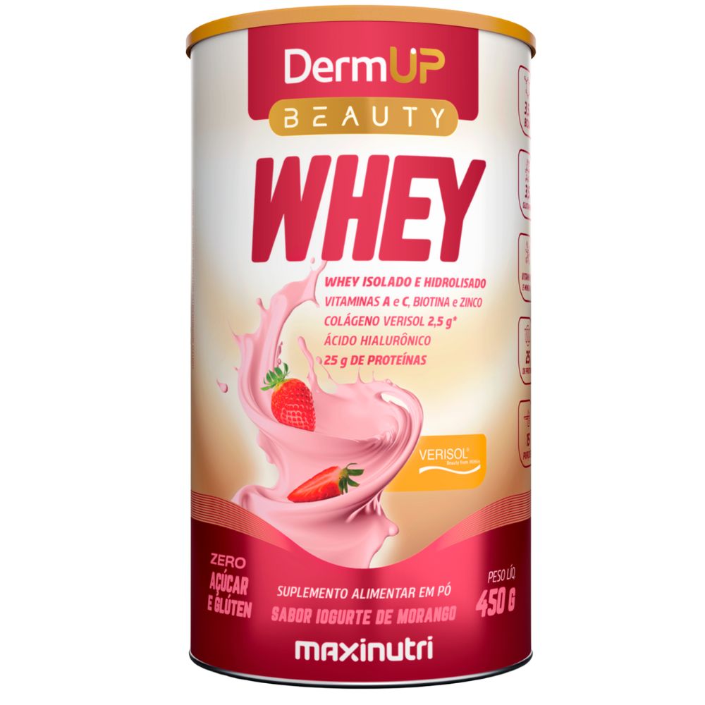 DermUp Beauty Whey Maxinutri Iogurte de Morango 450g