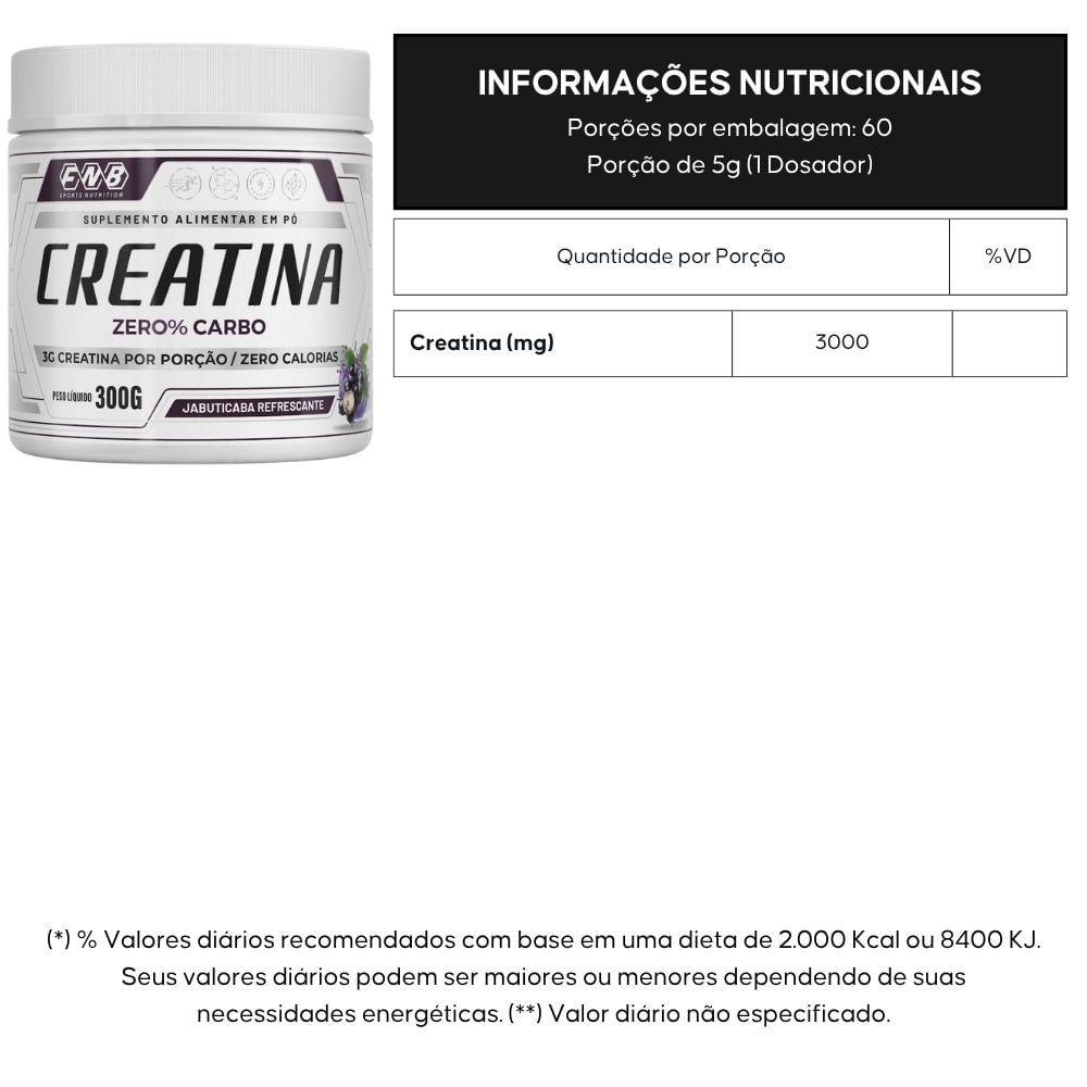 Creatina Zero Carbo FNB Sports Jabuticaba 300g
