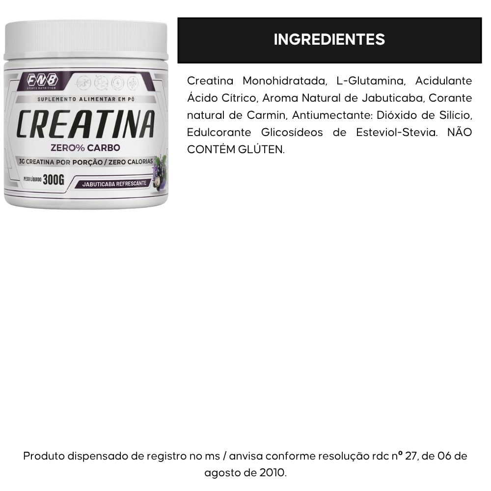 Creatina Zero Carbo FNB Sports Jabuticaba 300g