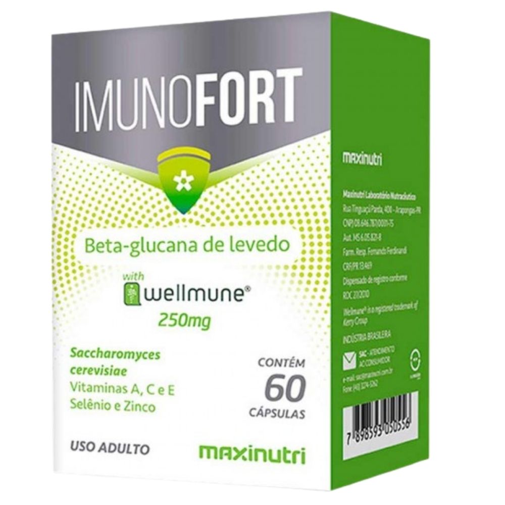 Imunofort Wellmune + Vitaminas A, C, E, Zinco E Selênio Maxinutri 60 Cápsulas