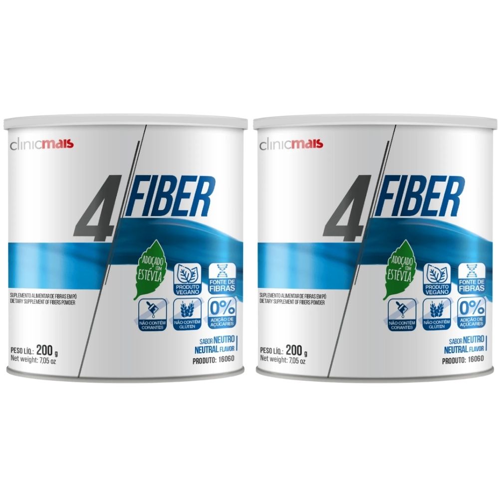 Kit 2 4 Fiber Fibras Em Pó Clinicmais 200g