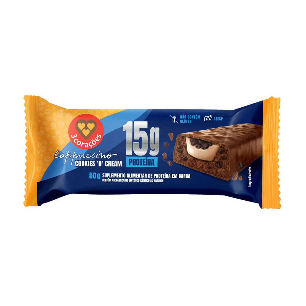 Barra de Proteína 3 Corações Cookies ’n' Cream 50g
