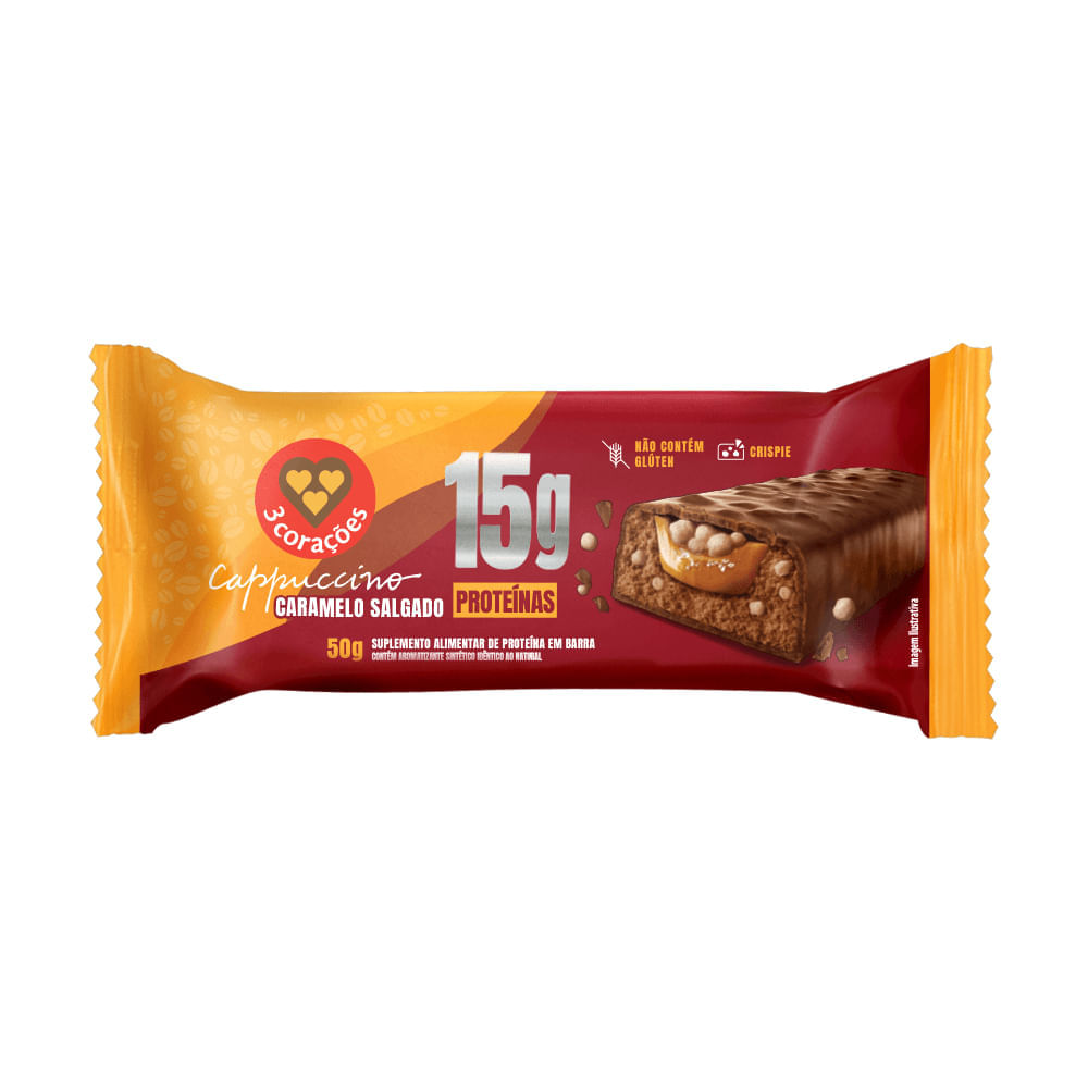 Barra de Proteína 3 Corações Caramelo Salgado 50g