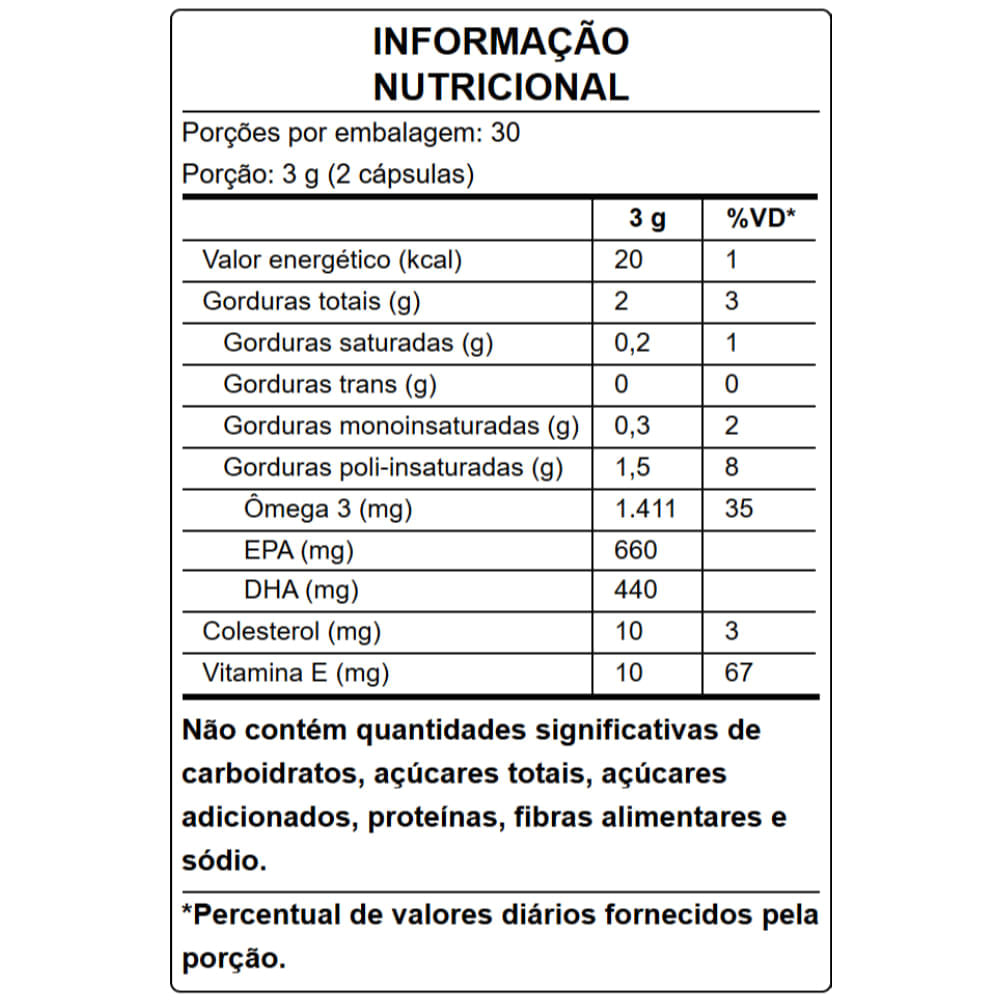 Ômega 3 EPA DHA Puravida 60 Cápsulas