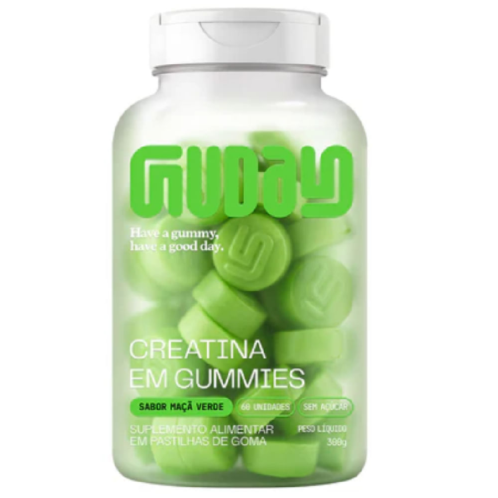 Creatina Em Gummies Guday Sabor Maçã Verde 60 Gomas