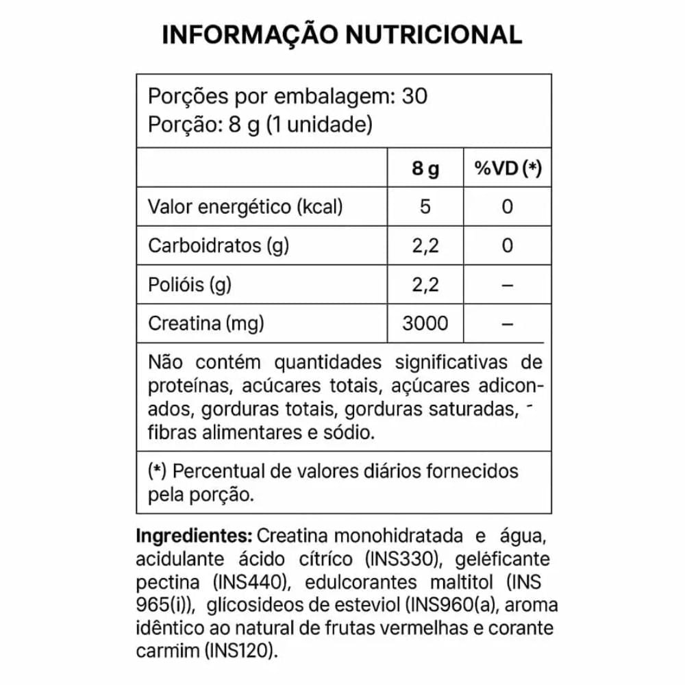 Creatina em Gummy Protwins Sabor Frutas Vermelhas 30 Gomas 240g