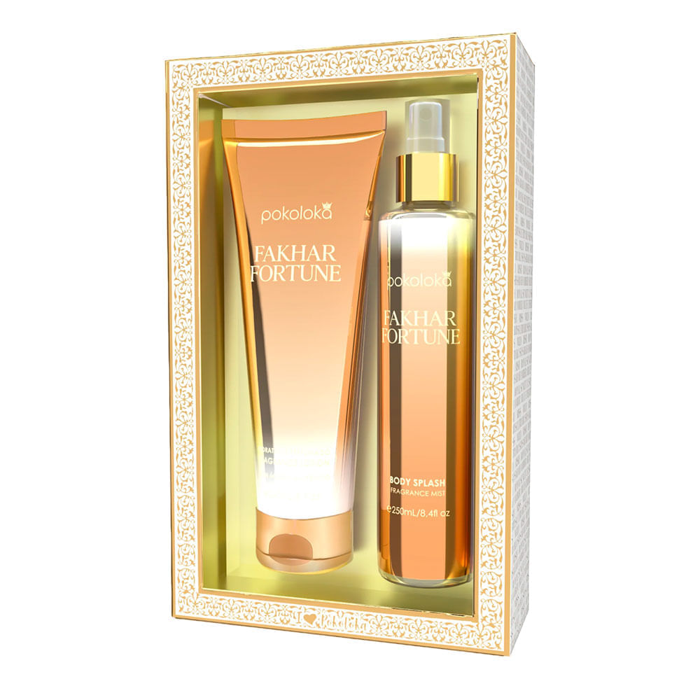 Kit Fakhar Fortune Pokoloka Body Splash Feminino 250ml + Hidratante Corporal 240ml