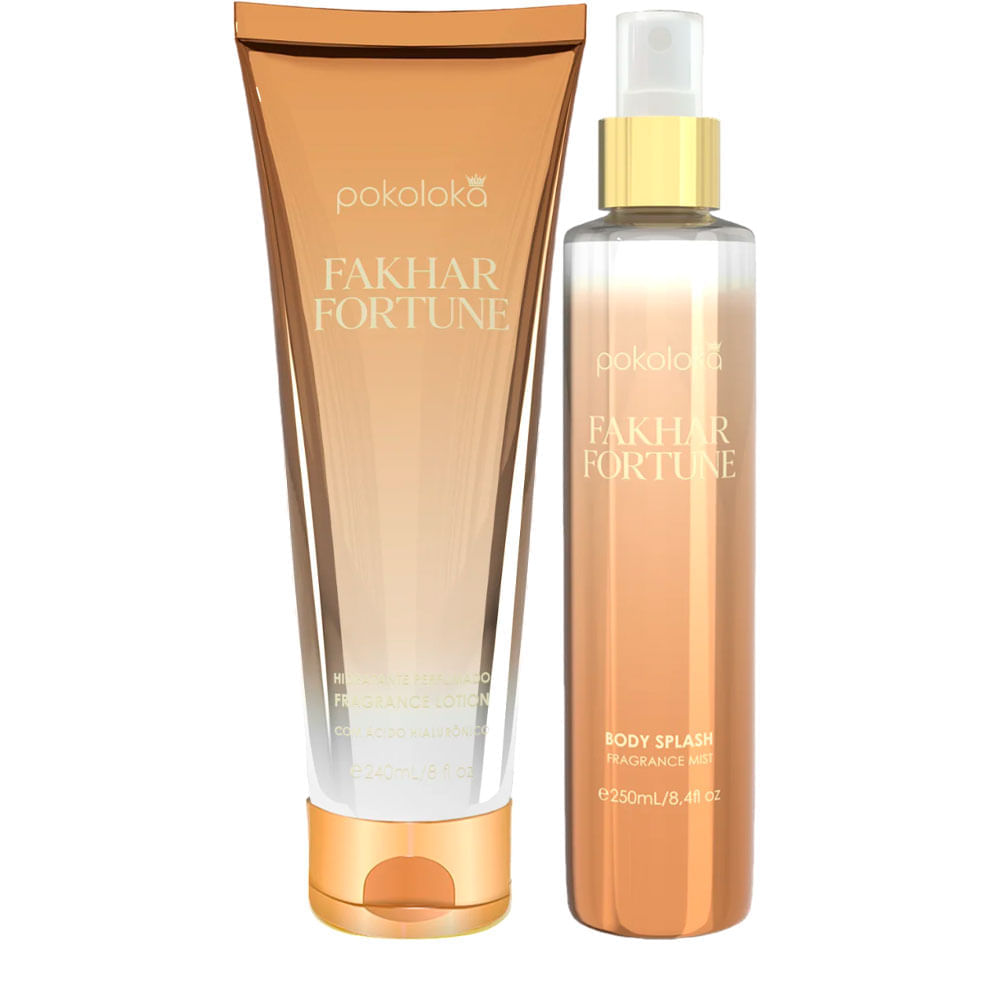 Kit Fakhar Fortune Pokoloka Body Splash Feminino 250ml + Hidratante Corporal 240ml