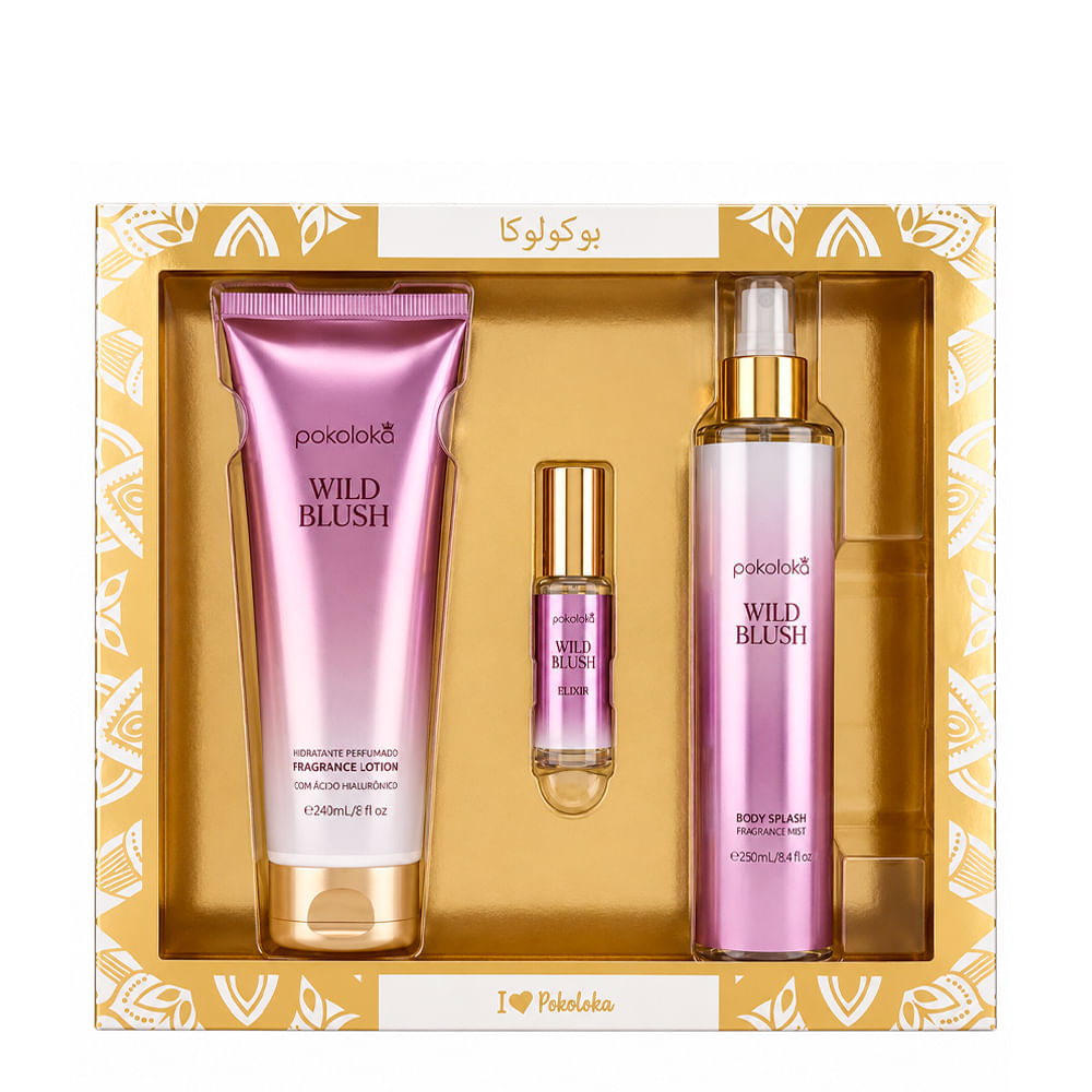 Kit Luxury Elixir Wild Blush Pokoloka Hidratante 240ml + Body Splash 250ml + Perfume 15ml