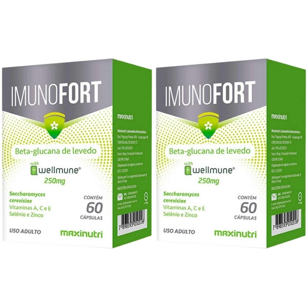 Kit 2 Imunofort Wellmune + Vitaminas A, C, E, Zinco E Selênio Maxinutri 60 Cápsulas