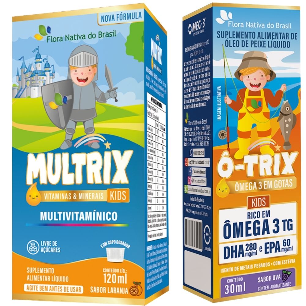Kit Flora Nativa Multrix Laranja 120ml + Ô-trix Uva 30ml