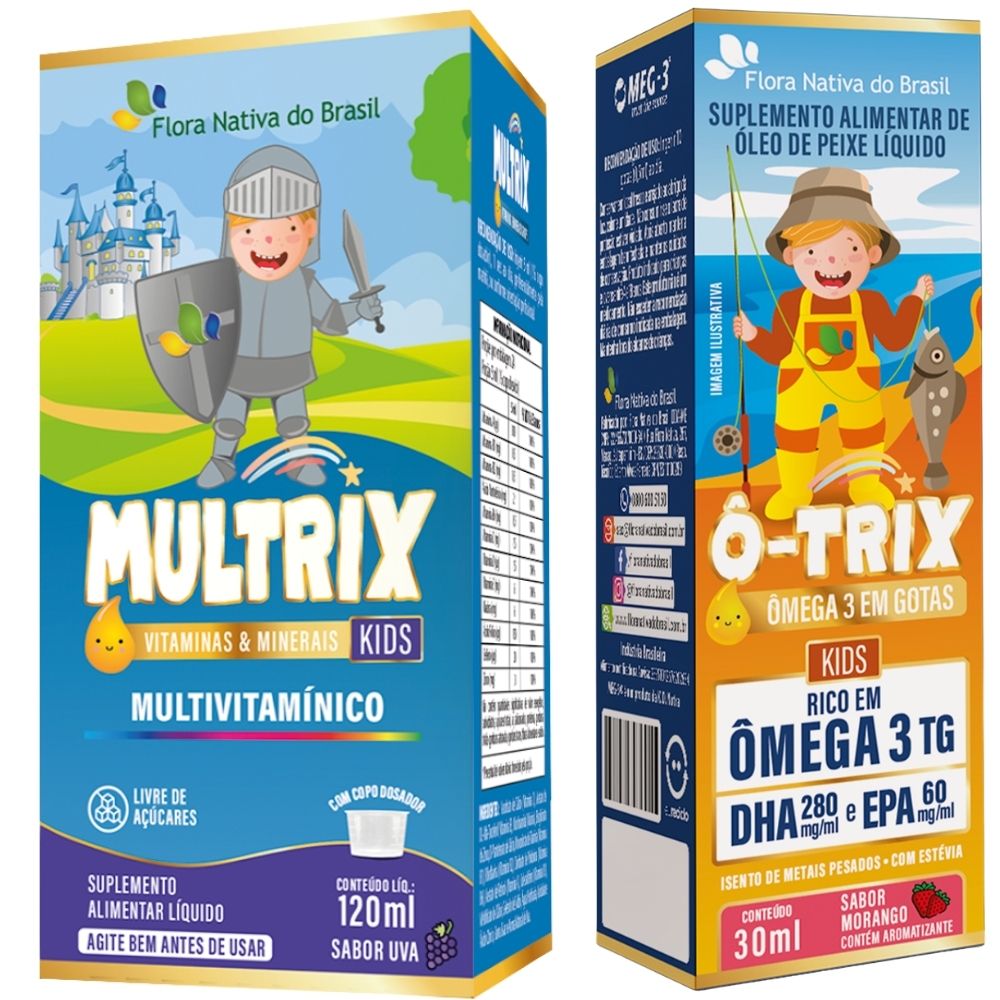 Kit Flora Nativa Multrix Uva 120ml + Ô-trix Morango 30ml