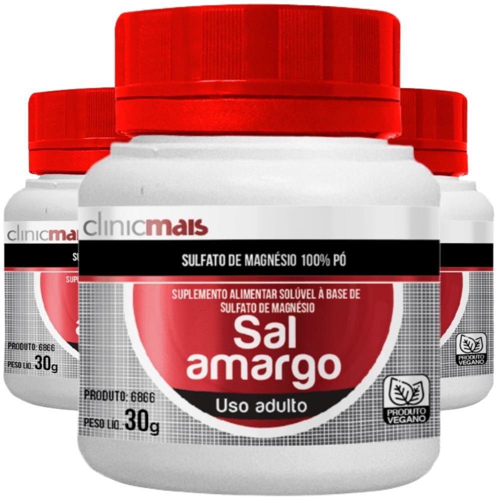 Kit 3 Sal Amargo Sulfato de Magnésio Clinicmais 30g