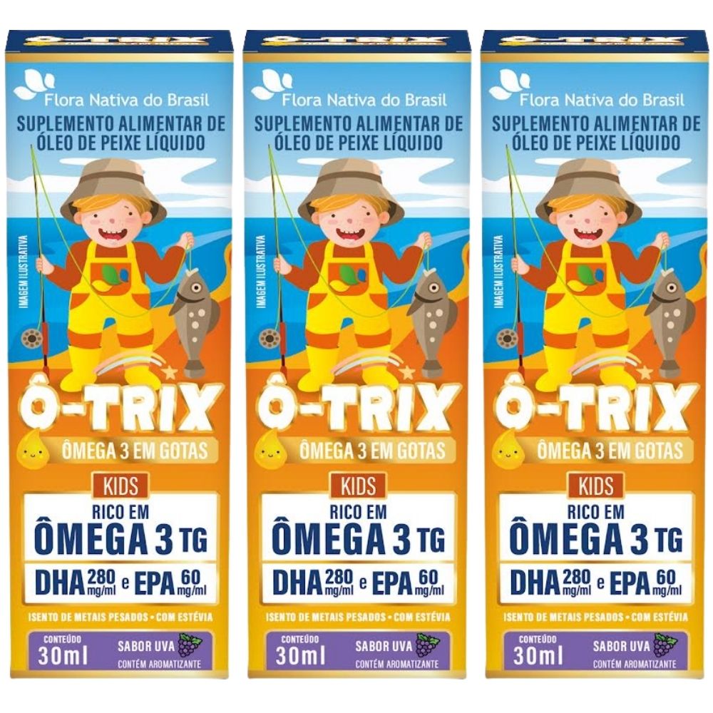Kit 3 Ô-trix Ômega 3 Em Gotas Infantil Flora Nativa Uva 30ml