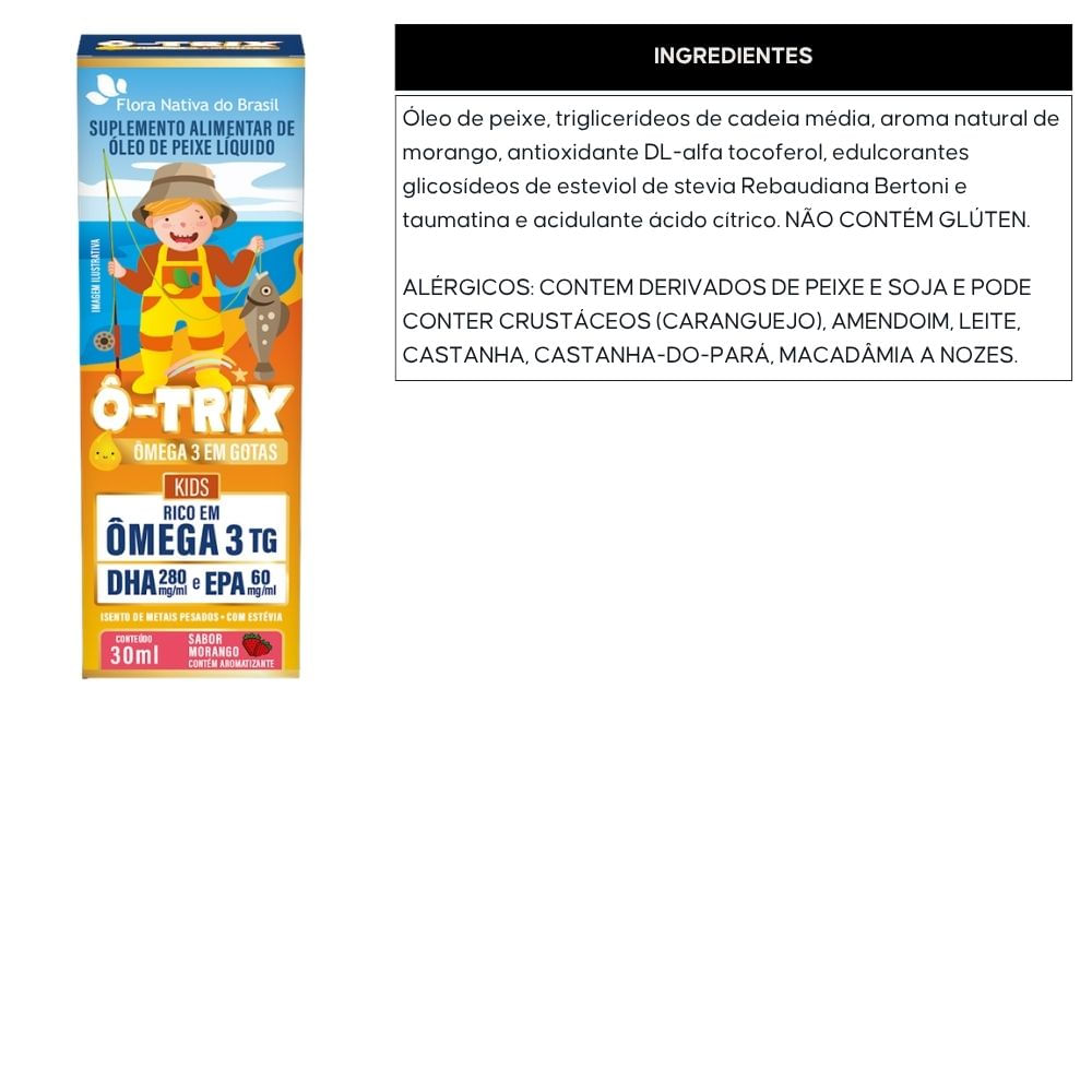 Kit 3 Ô-Trix Ômega 3 Em Gotas Infantil Flora Nativa Morango 30ml