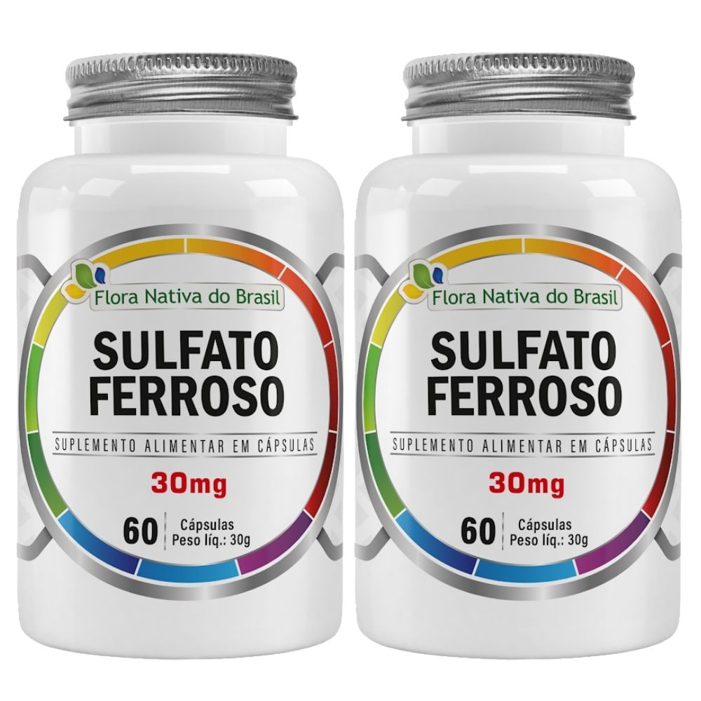 Kit 2 Sulfato Ferroso 214% IDR Flora Nativa 60 Cápsulas