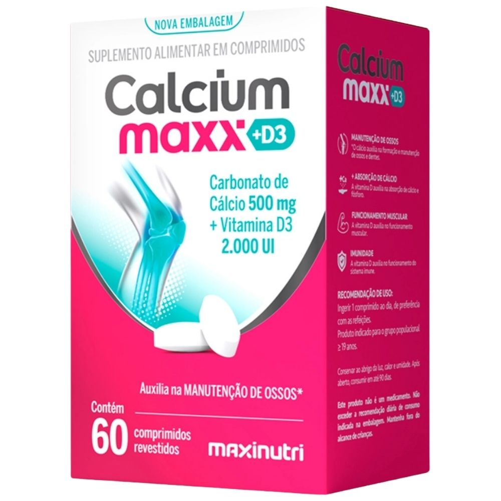 Calcium Maxx D3 Carbonato de Cálcio + Vitamina D3 Maxinutri 60 Comprimidos
