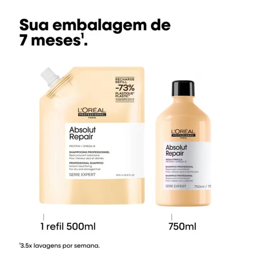 Refil Shampoo Absolut Repair L'Oréal 500ml