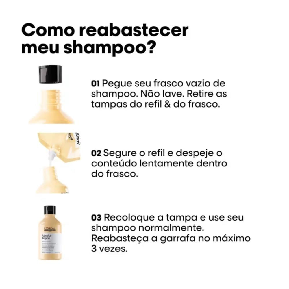 Refil Shampoo Absolut Repair L'Oréal 500ml