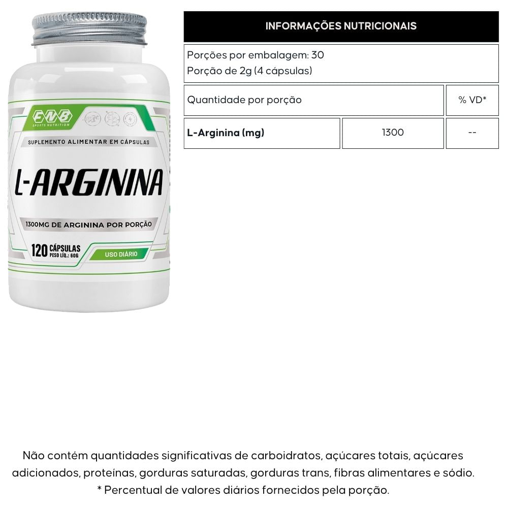 Kit 3 L-Arginina 1300mg FNB Sports 120 Cápsulas