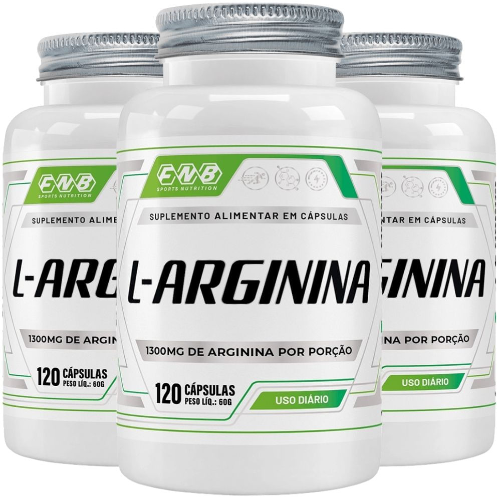 Kit 3 L-Arginina 1300mg FNB Sports 120 Cápsulas