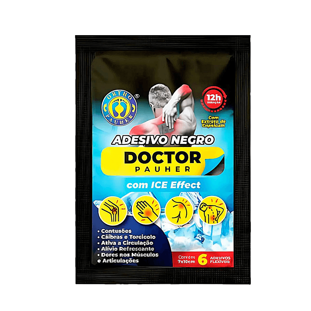 Adesivo Gel Negro Doctor Pauher Para Dor Com 6 Unidades