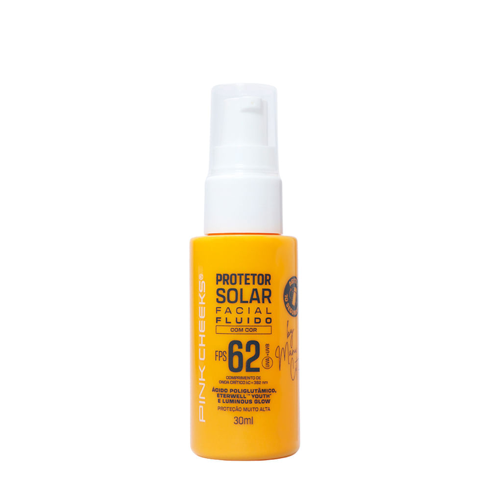 Protetor Solar Facial Fluido Pink Cheeks FPS 62 30ml Cor Tint 50