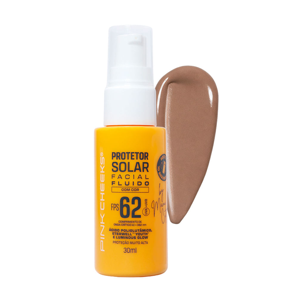 Protetor Solar Facial Fluido Pink Cheeks FPS 62 30ml Cor Tint 40