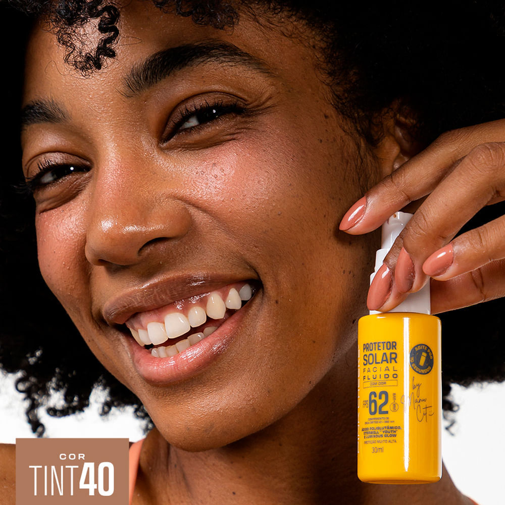 Protetor Solar Facial Fluido Pink Cheeks FPS 62 30ml Cor Tint 40