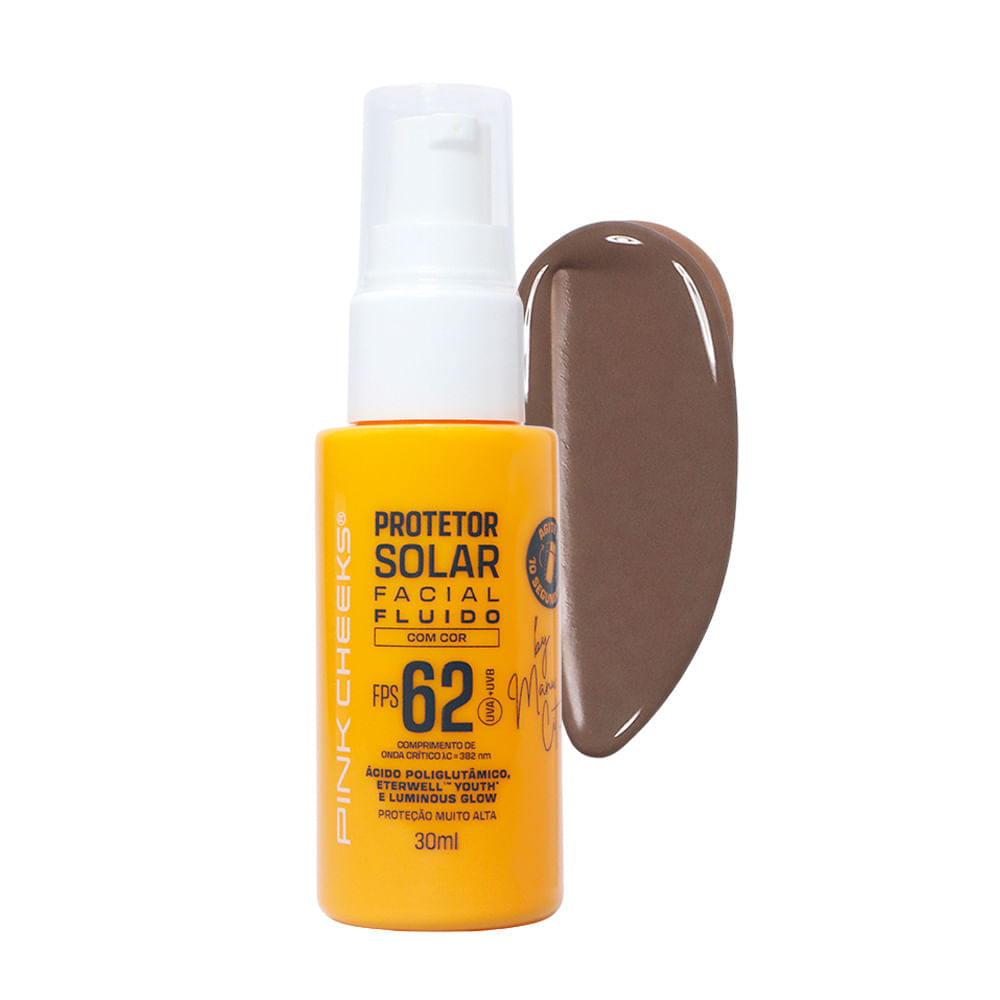Protetor Solar Facial Fluido Pink Cheeks FPS 62 30ml Cor Tint 50