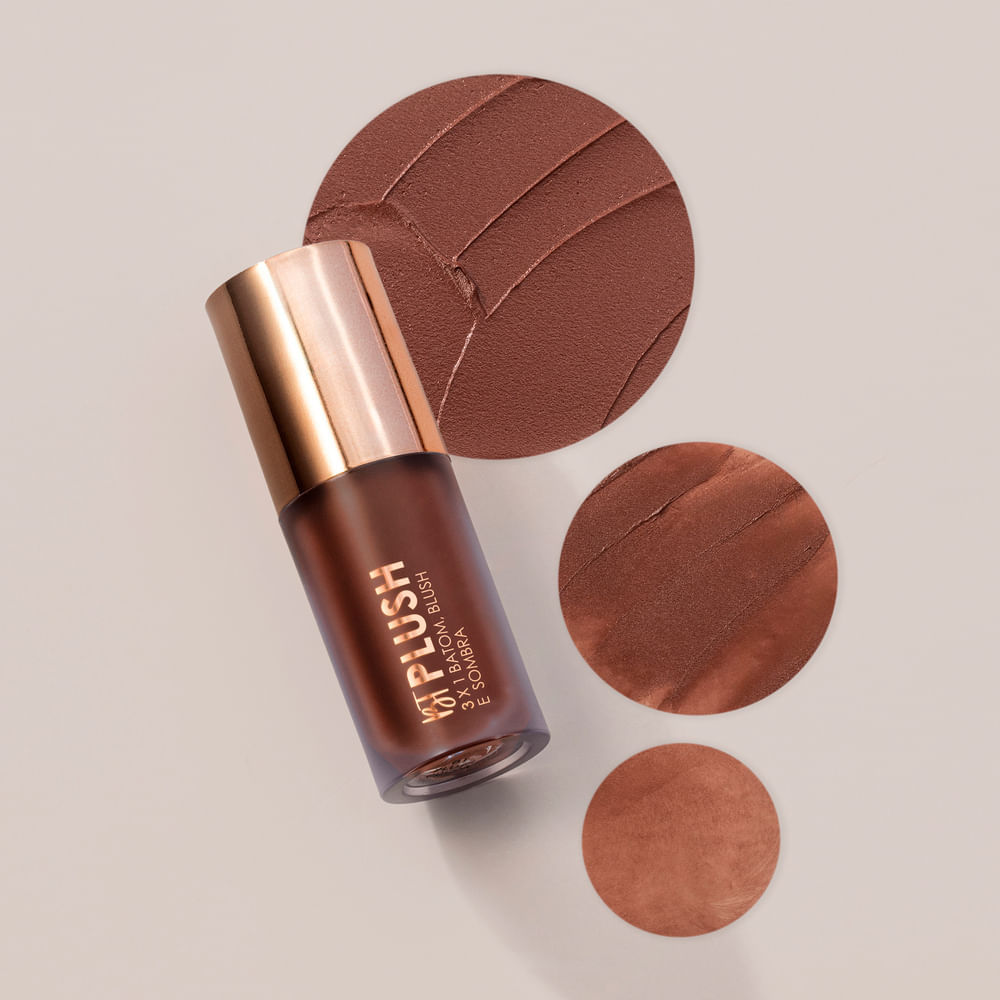 Plush 3x1 Batom, Blush e Sombra Bruna Tavares 6g Cor Cocoa