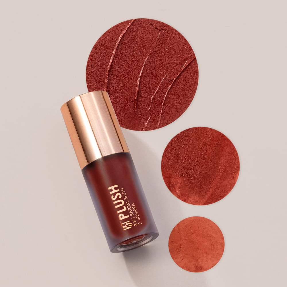 Plush 3x1 Batom, Blush e Sombra Bruna Tavares 6g Cor Nuts