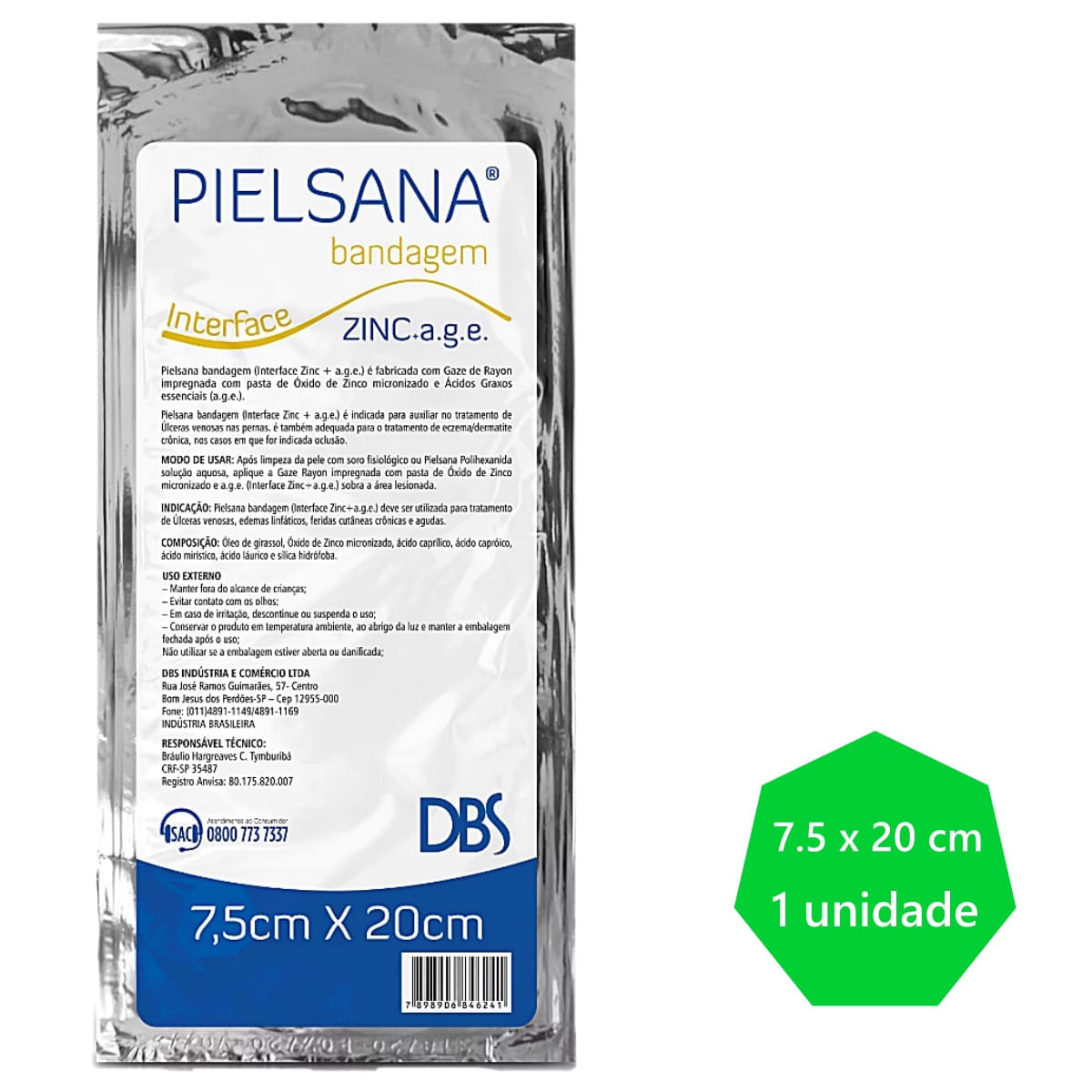 Pielsana Gaze Rayon Zinco AGE Sachê 7.5x20cm Unidade