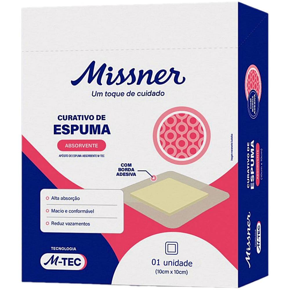 Curativo de Espuma Absorvente com Borda de Silicone 10x10cm Unidade