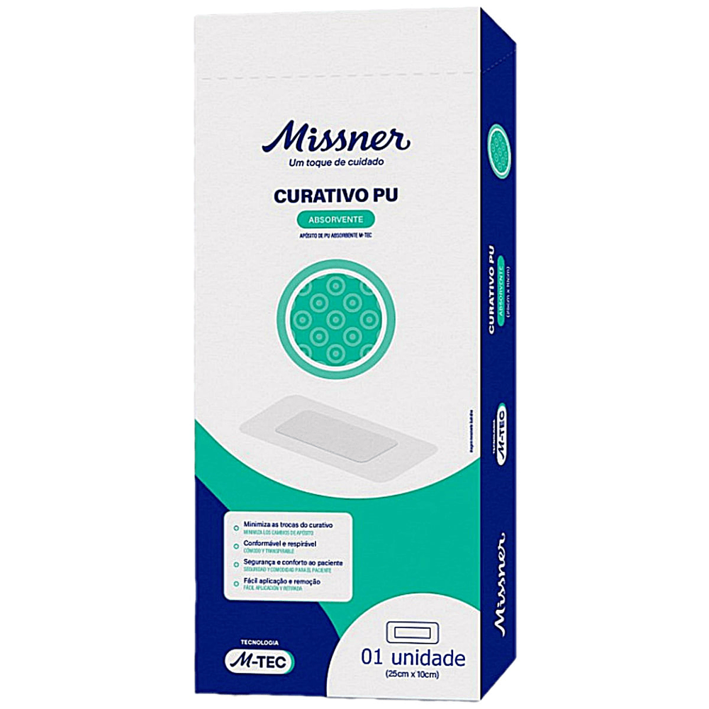 Curativo Filme PU Transparente Absorvente Missner 25X10cm Unidade