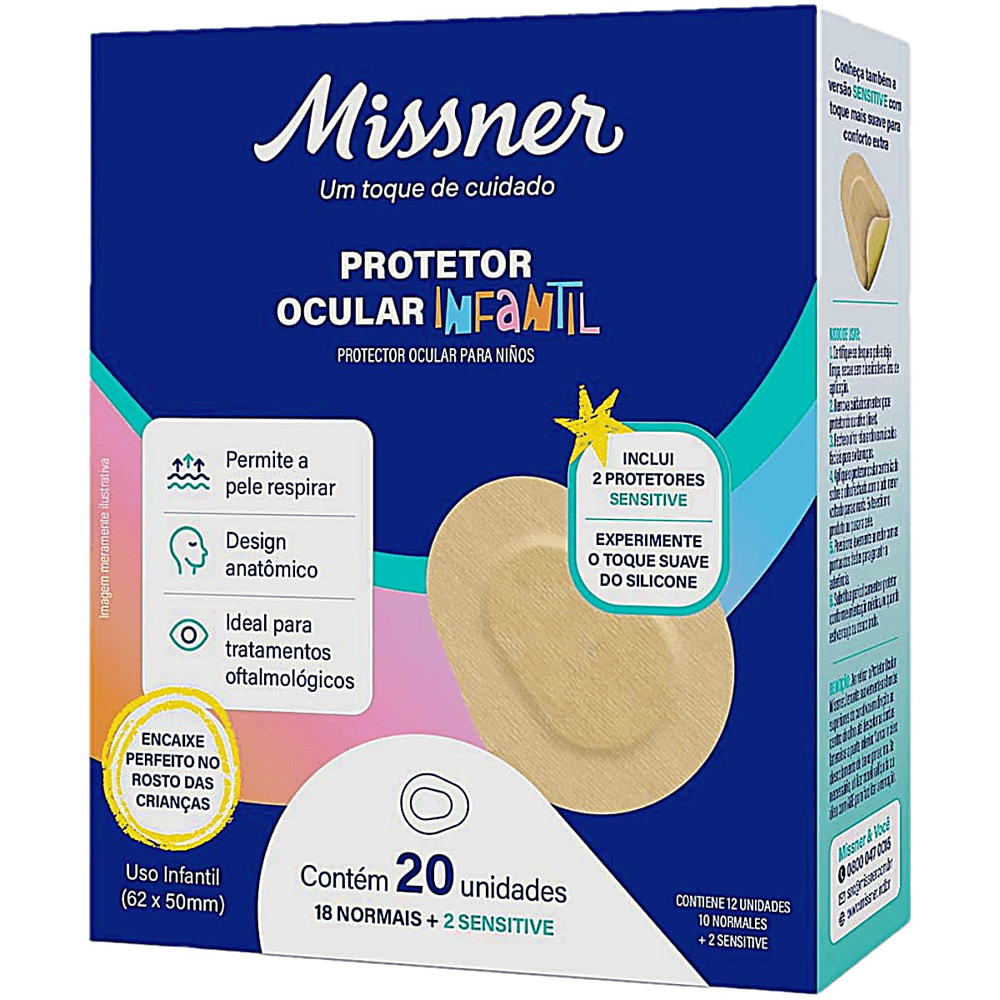 Protetor Ocular Infantil Adesivo Acrilico Missner 20 unidades