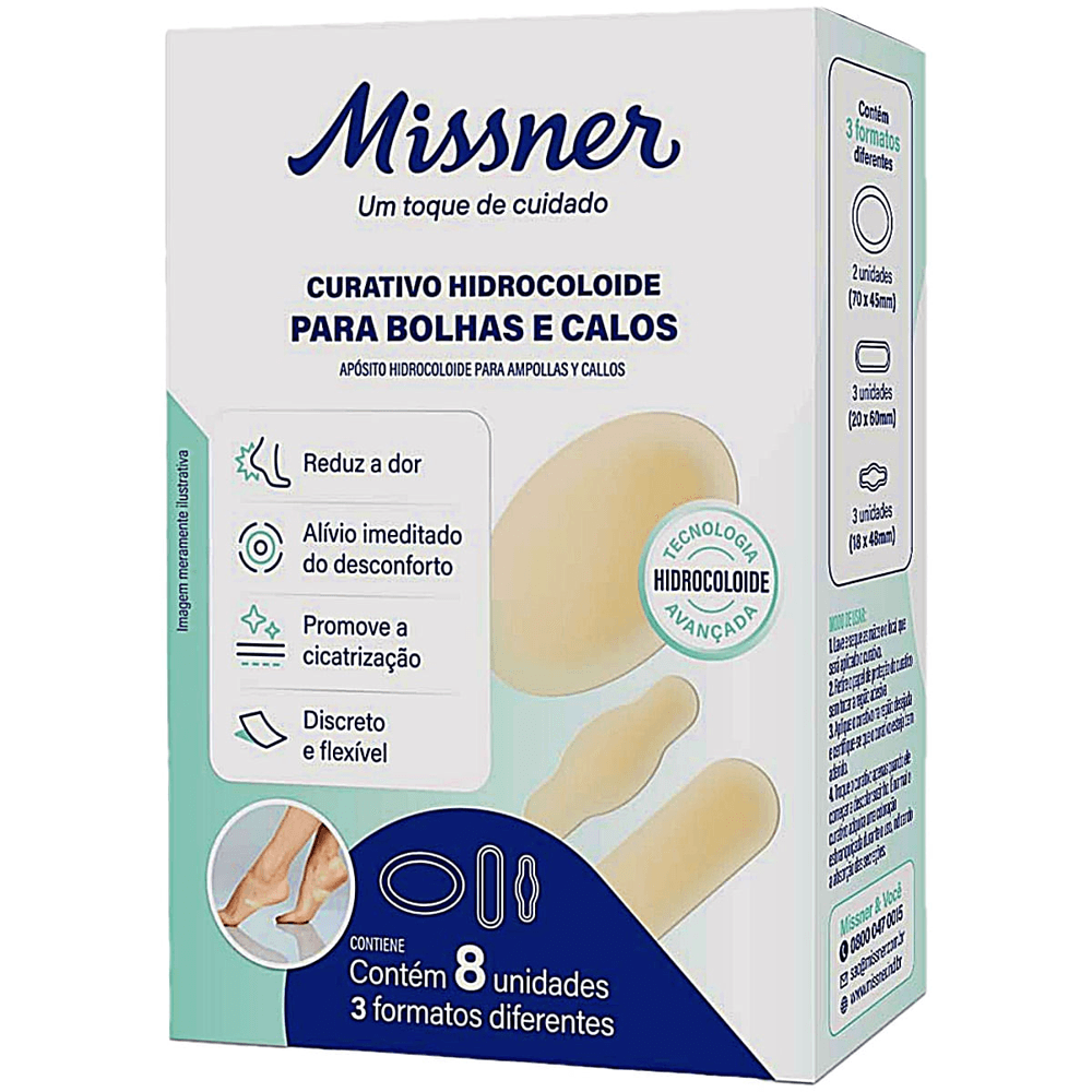 Curativo Hidrocoloide Missner Para Calos e Bolhas 8 unidades