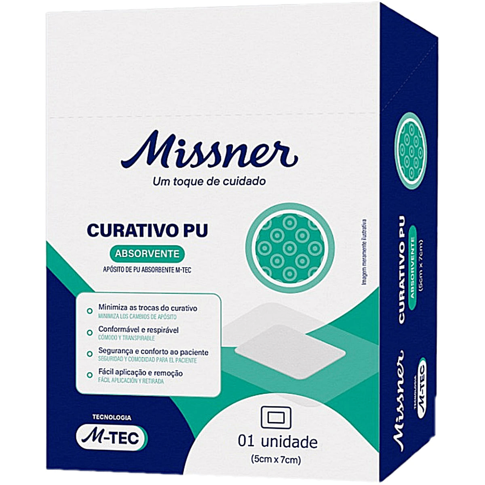 Curativo Filme PU Transparente Absorvente Missner 5X7cm Unidade