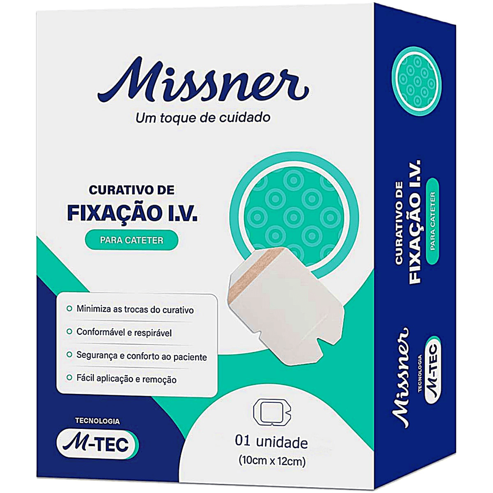 Curativo Filme Adesivo Fixação Cateter Missner I.V. 10x12cm Unidade
