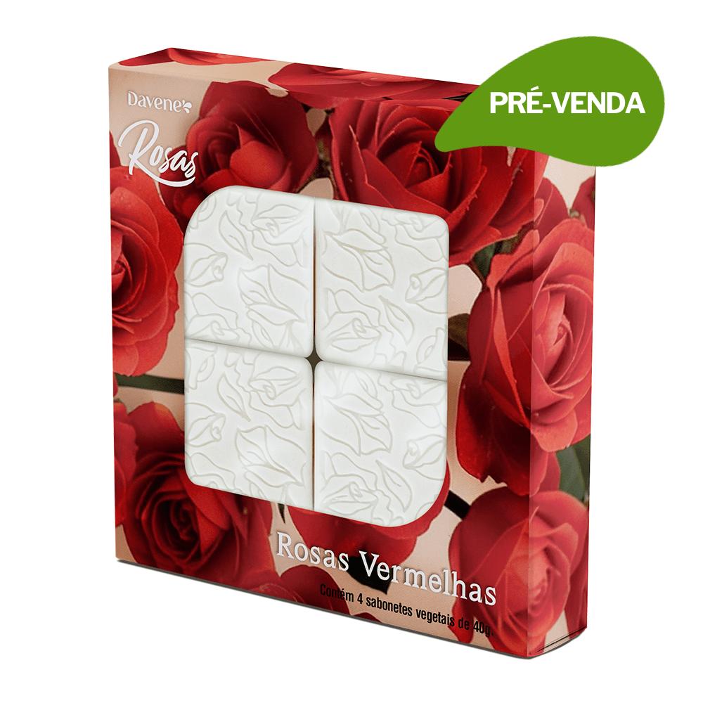 Kit Mini Sabonete Vegetal em Barra Rosas Vermelhas Davene 4x40g