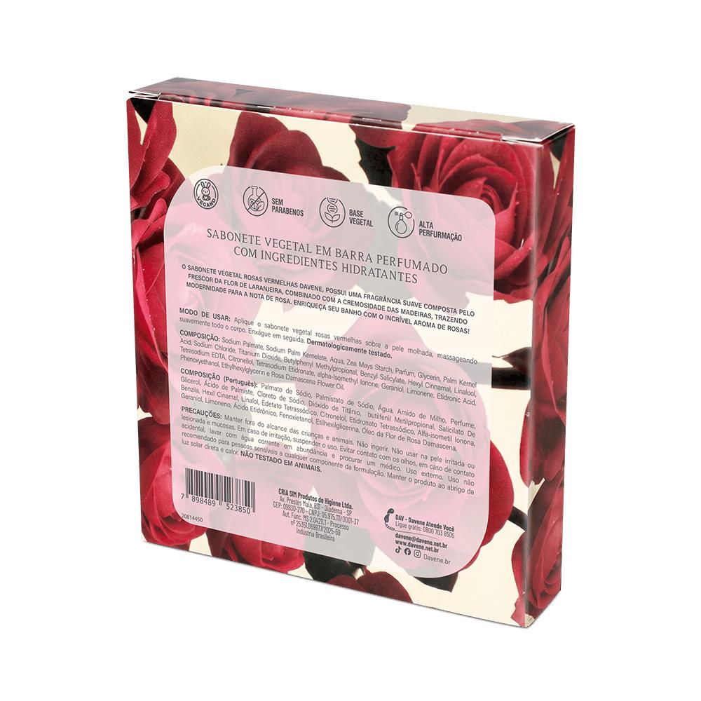 Kit Mini Sabonete Vegetal em Barra Rosas Vermelhas Davene 4x40g