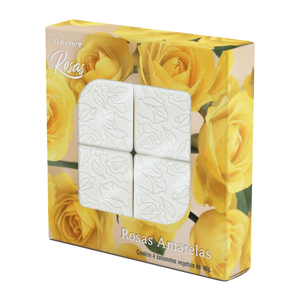 Kit Mini Sabonete Vegetal em Barra Rosas Amarela Davene 4x40g