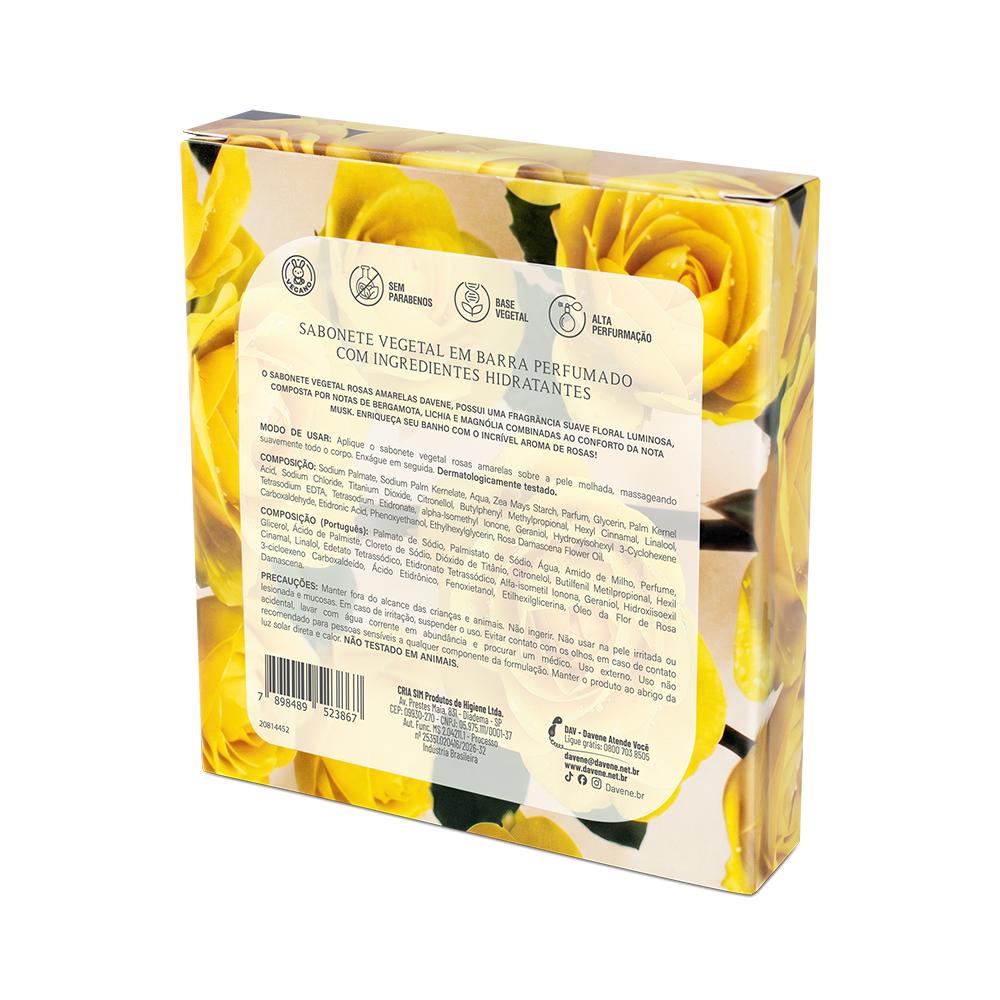 Kit Mini Sabonete Vegetal em Barra Rosas Amarela Davene 4x40g
