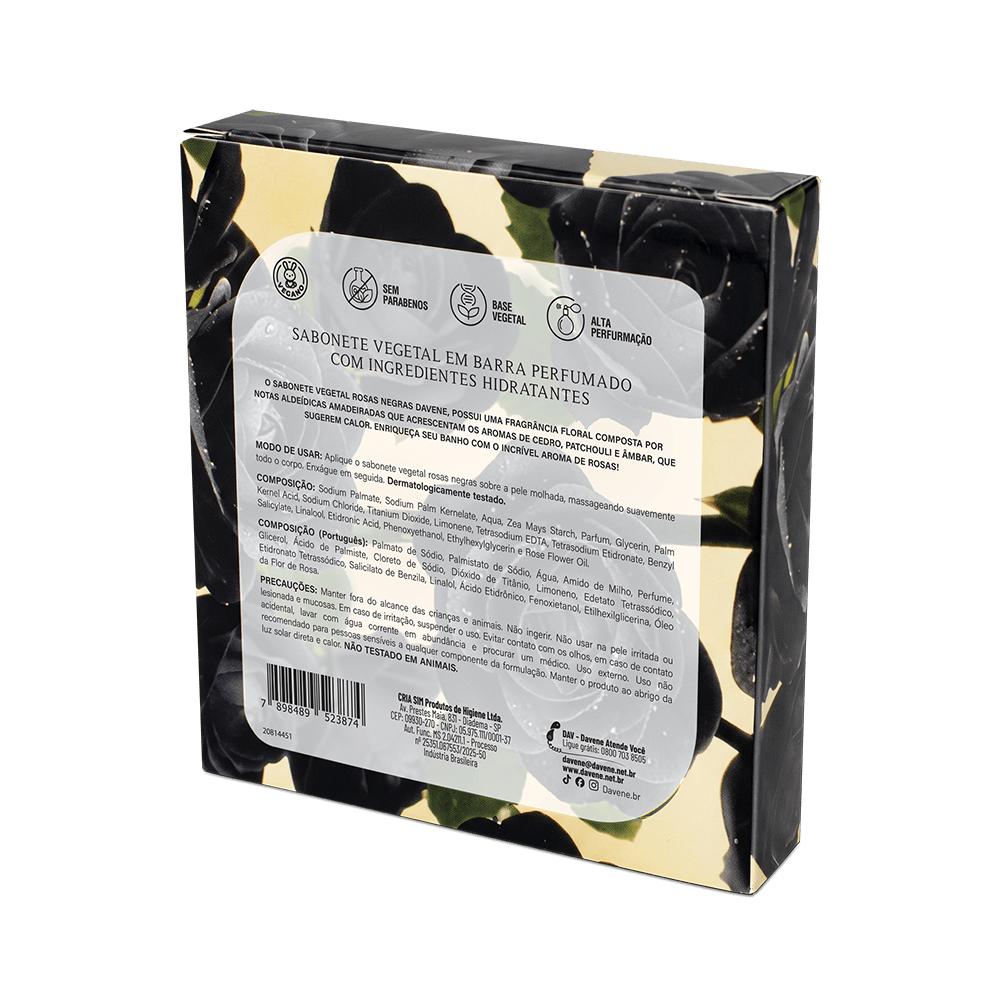 Kit Mini Sabonete Vegetal em Barra Rosas Negras Davene 4x40g