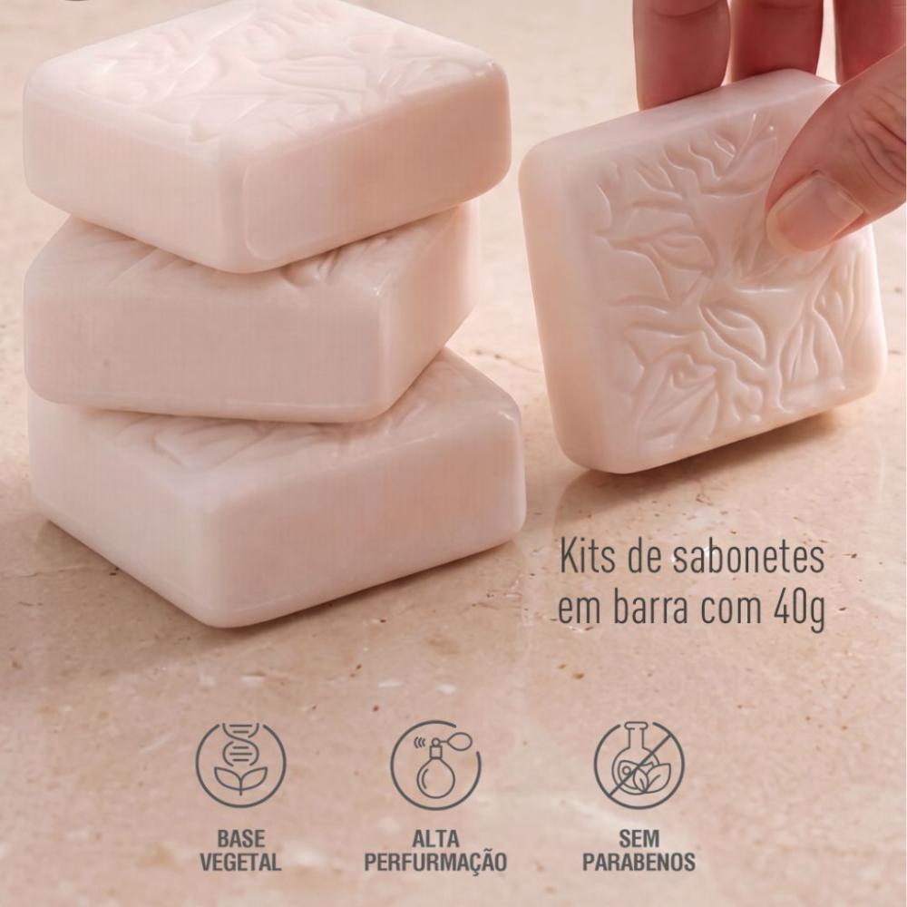 Kit Mini Sabonete Vegetal em Barra Rosas Branca Davene 4x40g