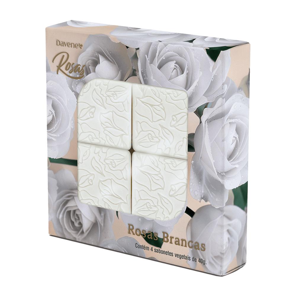 Kit Mini Sabonete Vegetal em Barra Rosas Branca Davene 4x40g