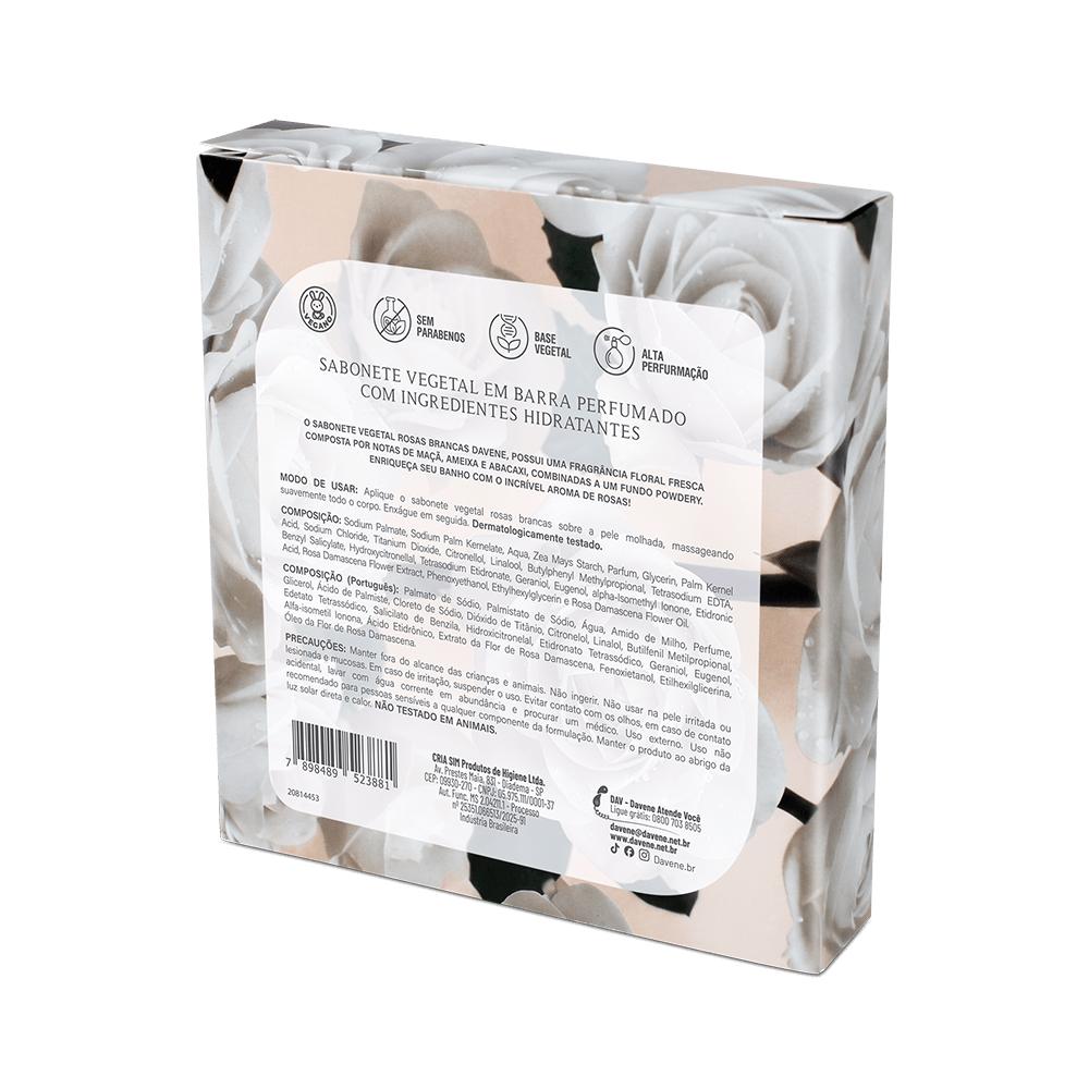 Kit Mini Sabonete Vegetal em Barra Rosas Branca Davene 4x40g